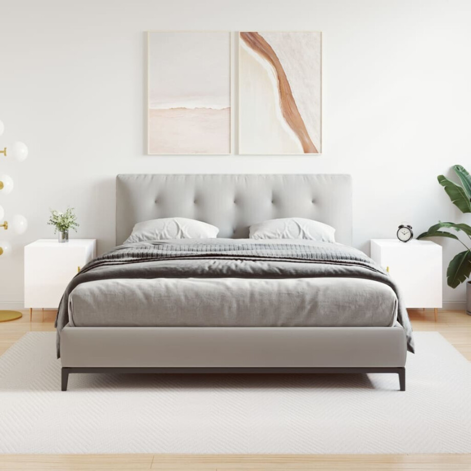 vidaXL Nachtkastjes 2 st 40x40x50 cm bewerkt hout hoogglans wit afbeelding 1