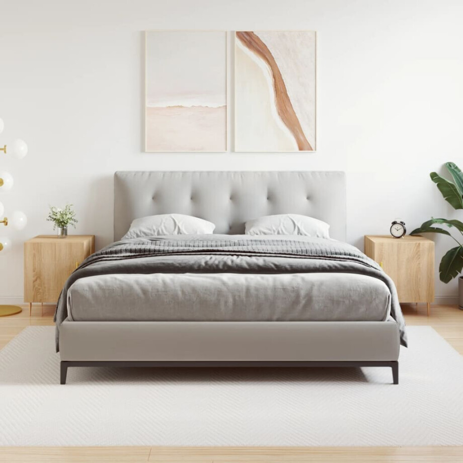 vidaXL Nachtkastjes 2 st 40x40x50 cm bewerkt hout sonoma eikenkleurig afbeelding 1