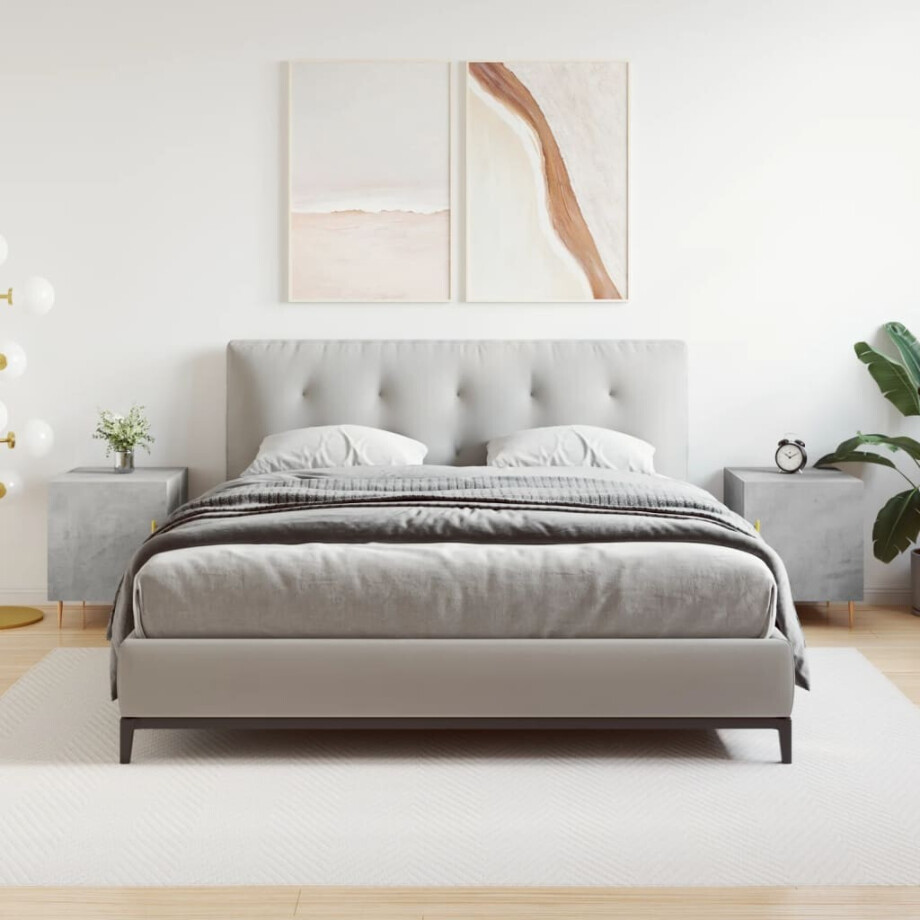 vidaXL Nachtkastjes 2 st 40x40x50 cm bewerkt hout betongrijs afbeelding 1