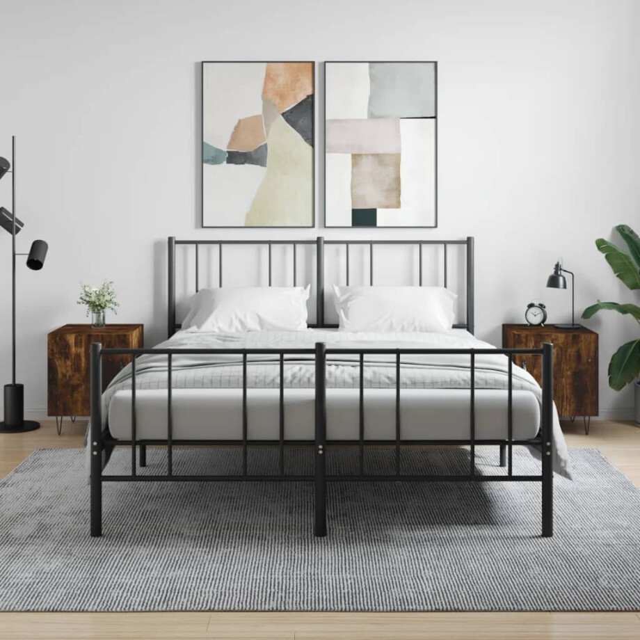 vidaXL Nachtkastjes 2 st 40x40x50 cm bewerkt hout gerookt eikenkleurig afbeelding 1