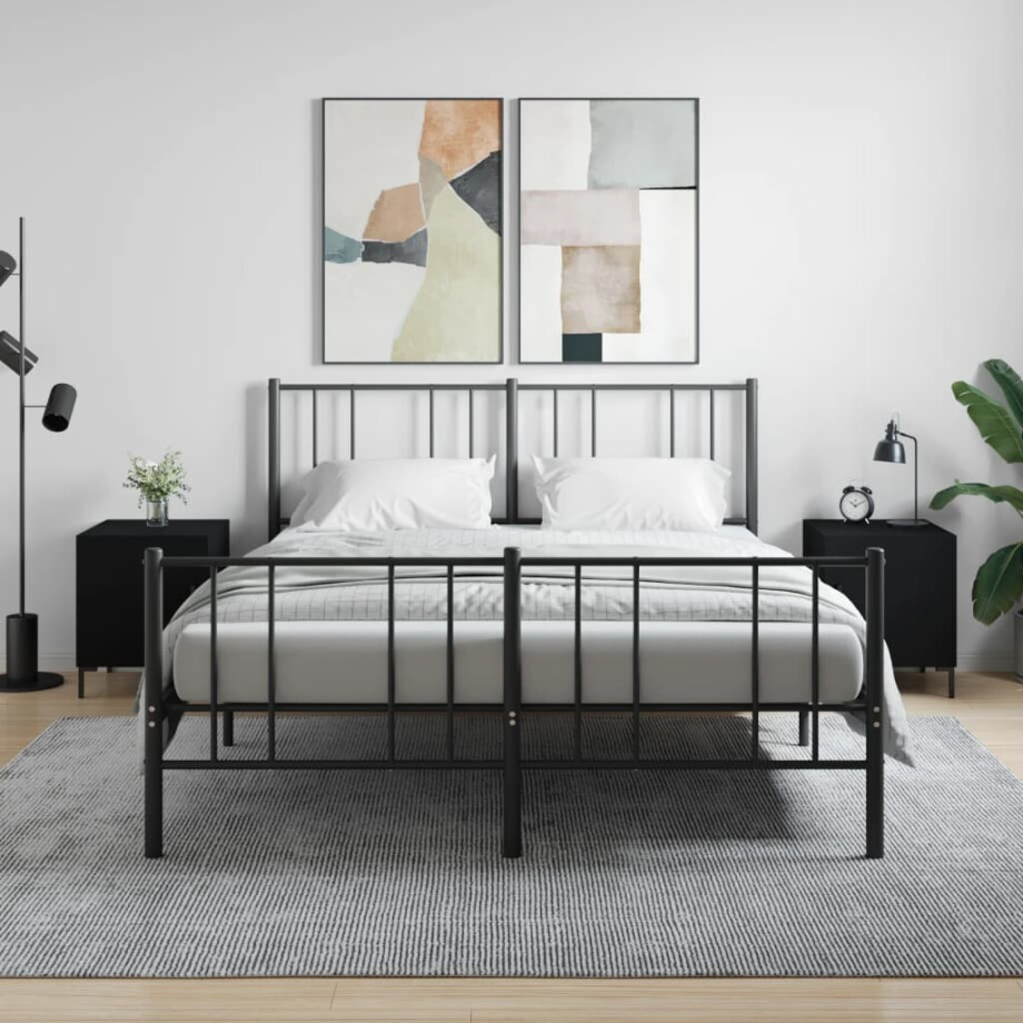 vidaXL Nachtkastjes 2 st 40x40x50 cm bewerkt hout zwart afbeelding 1