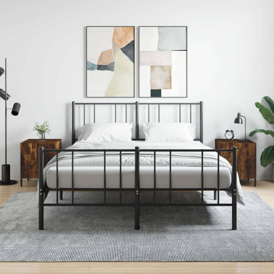 vidaXL Nachtkastjes 2 st 40x40x50 cm bewerkt hout gerookt eikenkleurig afbeelding 1