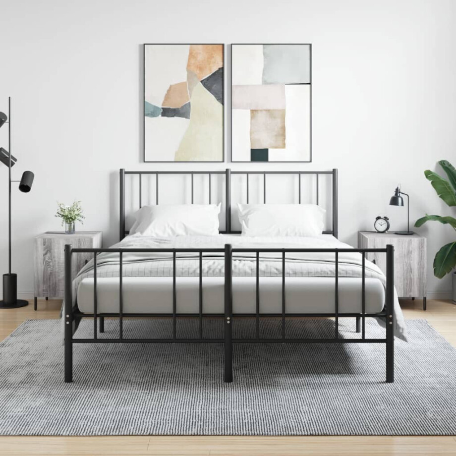 vidaXL Nachtkastjes 2 st 40x40x50 cm bewerkt hout grijs sonoma eiken afbeelding 1