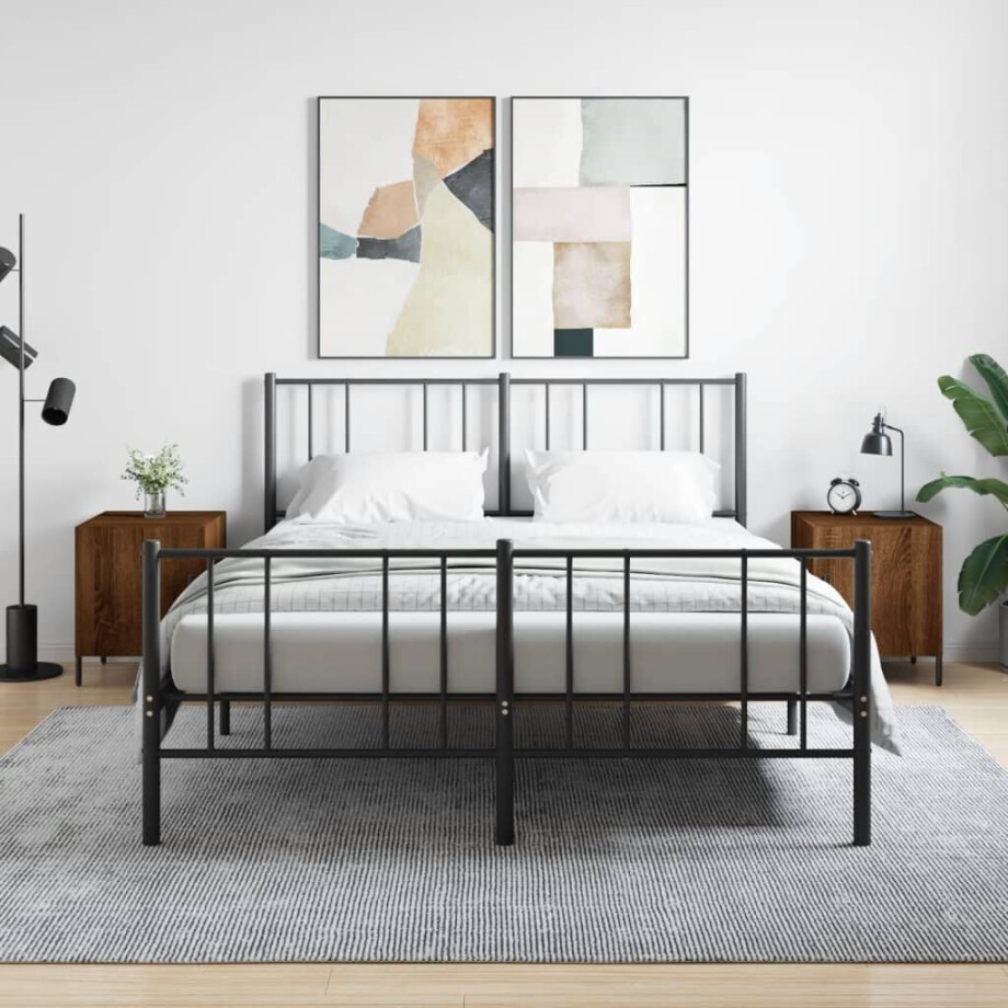 vidaXL Nachtkastjes 2 st 40x40x50 cm bewerkt hout bruin eikenkleur afbeelding 1