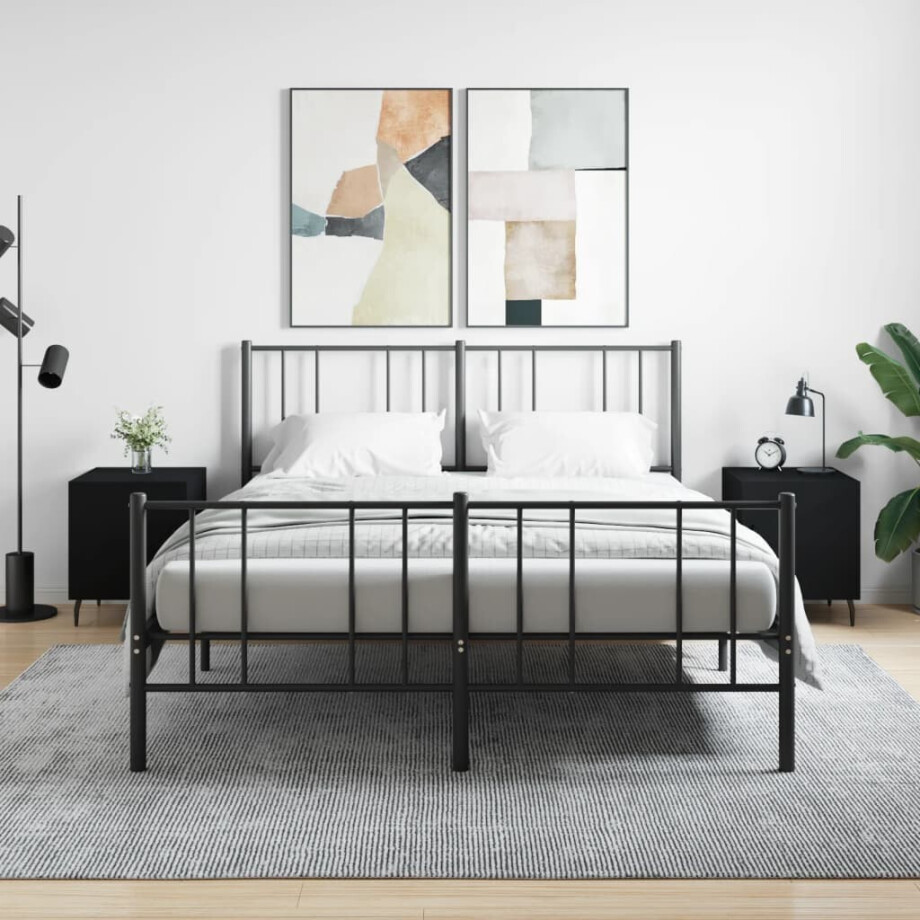 vidaXL Nachtkastjes 2 st 40x40x50 cm bewerkt hout zwart afbeelding 1