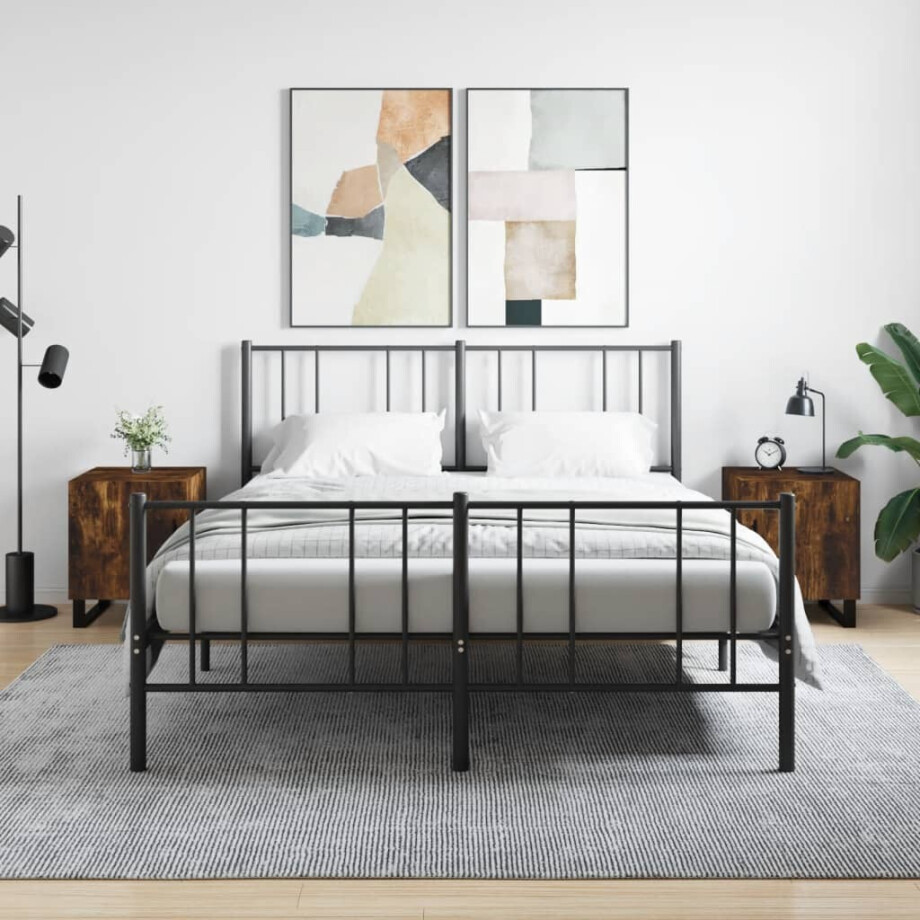 vidaXL Nachtkastjes 2 st 40x40x50 cm bewerkt hout gerookt eikenkleurig afbeelding 1