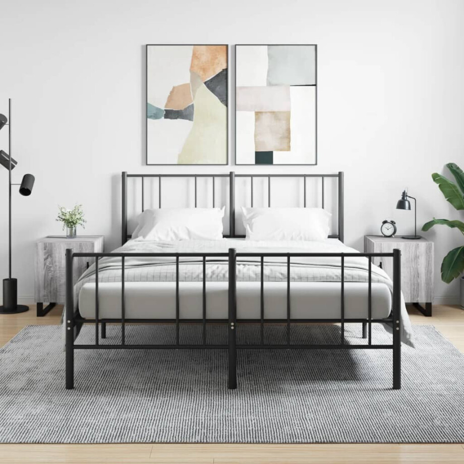 vidaXL Nachtkastjes 2 st 40x40x50 cm bewerkt hout grijs sonoma eiken afbeelding 1