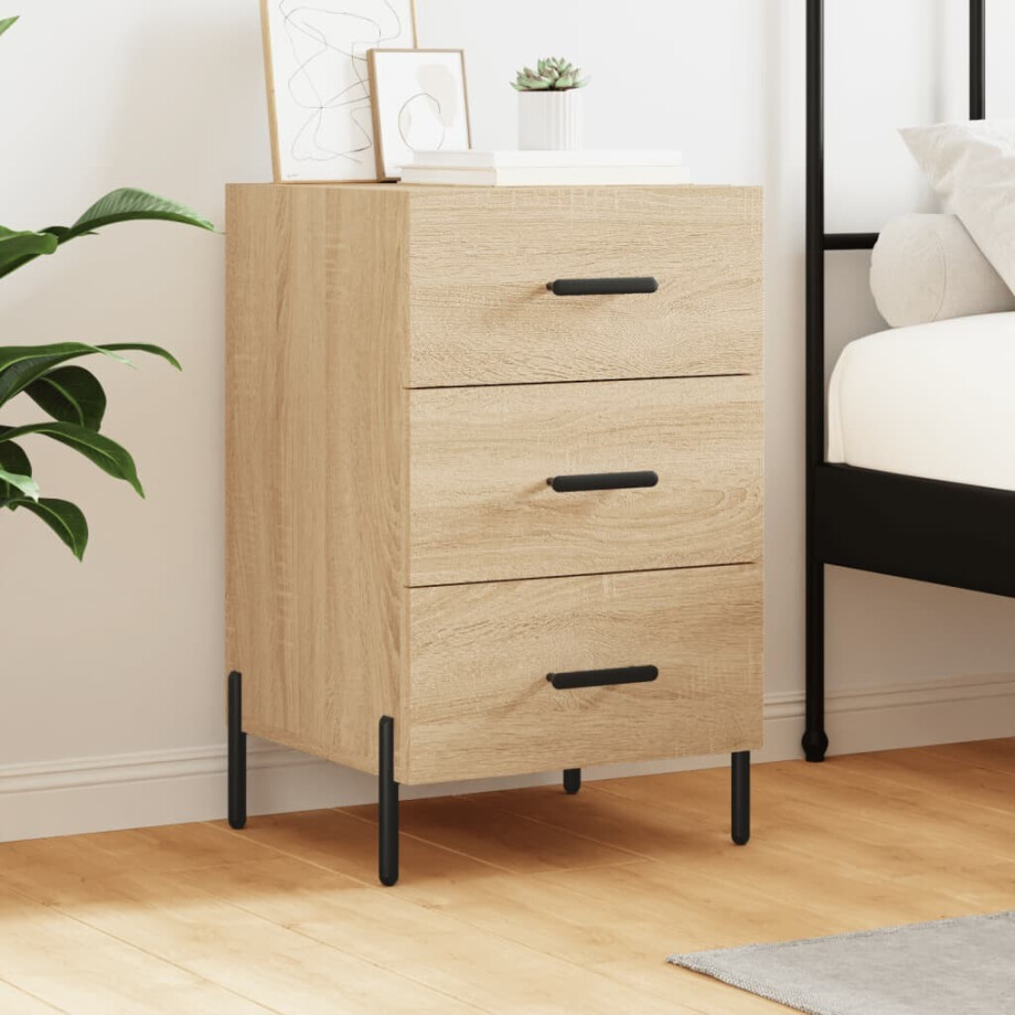 vidaXL Nachtkastje 40x40x66 cm bewerkt hout sonoma eikenkleurig afbeelding 1