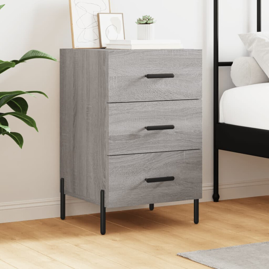 vidaXL Nachtkastje 40x40x66 cm bewerkt hout grijs sonoma eikenkleurig afbeelding 1