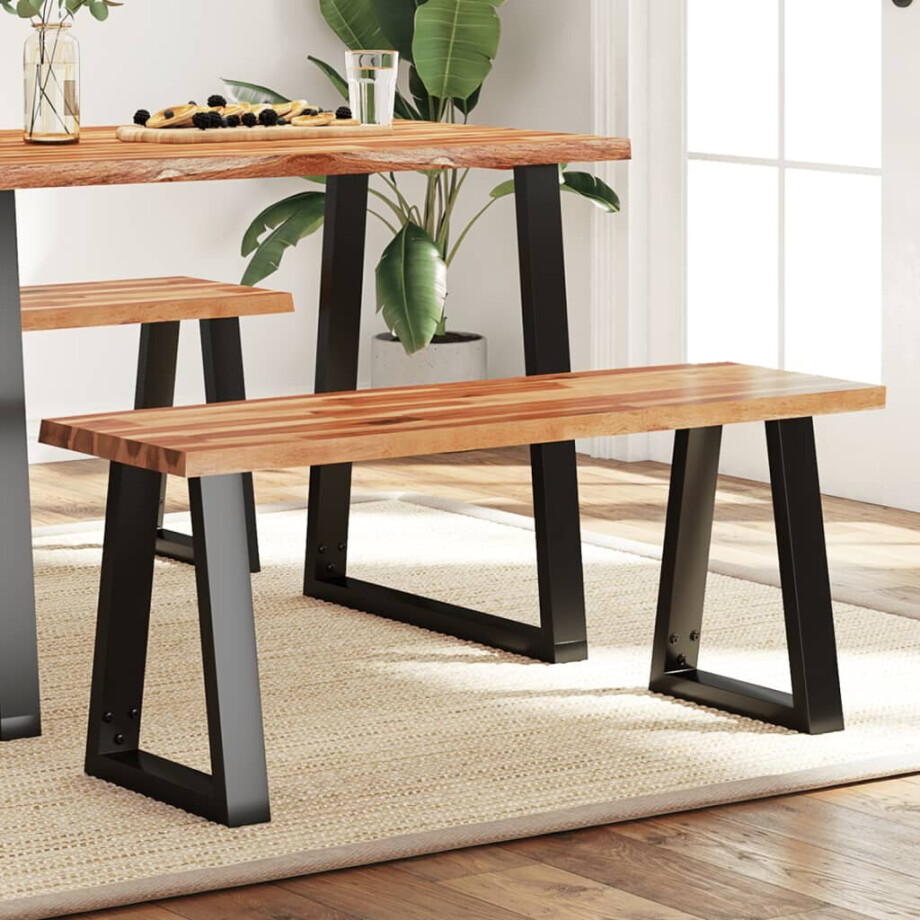 vidaXL Bankje met natuurlijke rand 110 cm massief acaciahout afbeelding 1