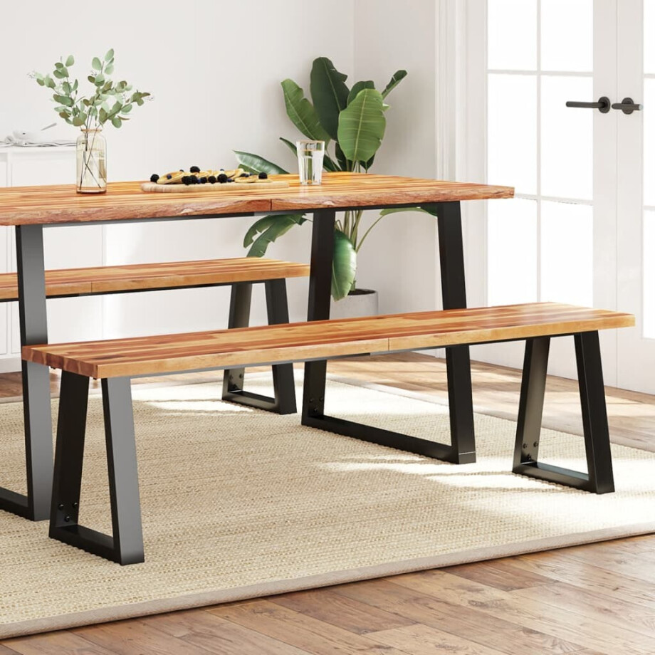 vidaXL Bankje met natuurlijke rand 160 cm massief acaciahout vidaXL Bankje met natuurlijke rand 160 cm massief acaciahout afbeelding 1