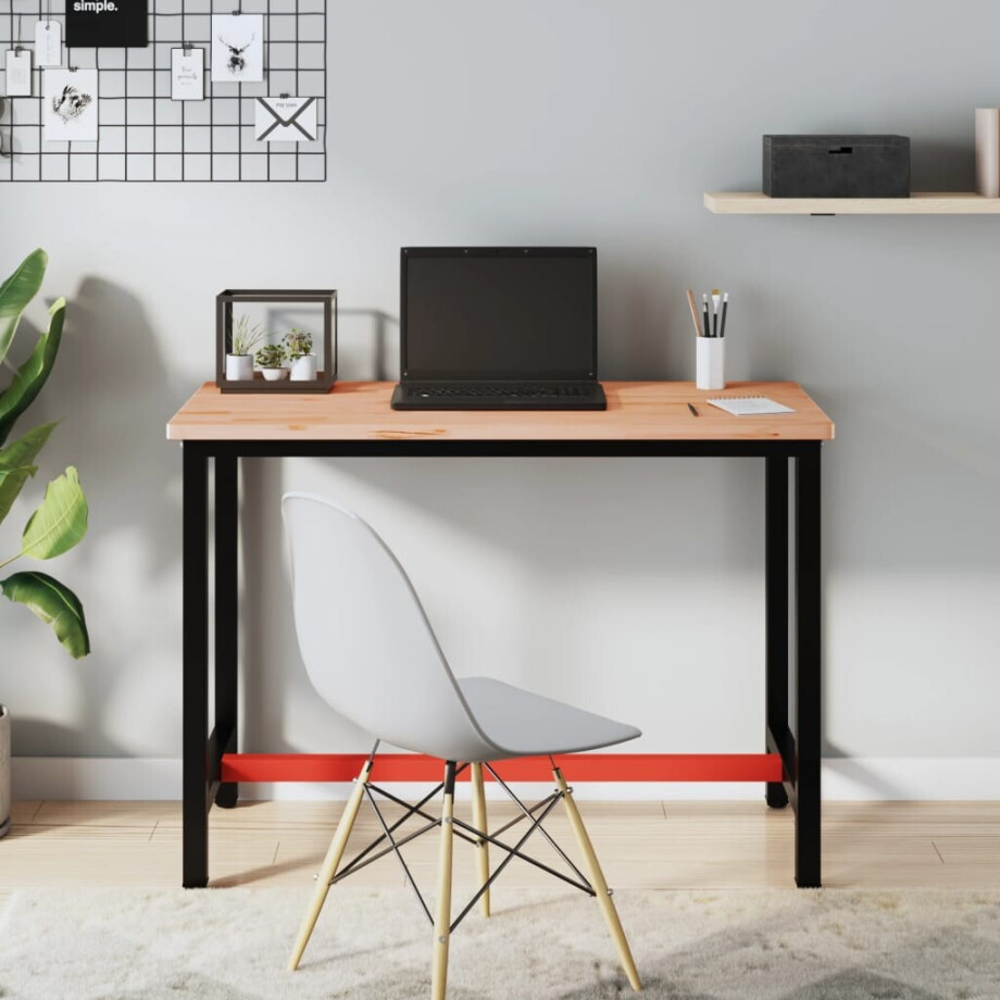 vidaXL Werkbank 115x55x81,5 cm massief beukenhout en metaal vidaXL Werkbank 115x55x81,5 cm massief beukenhout en metaal afbeelding 1