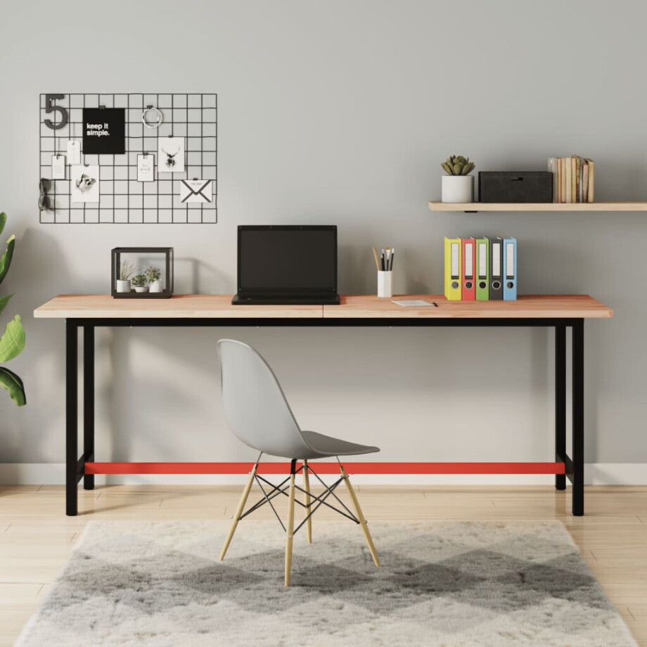 vidaXL Werkbank 200x55x81,5 cm massief beukenhout en metaal afbeelding 1