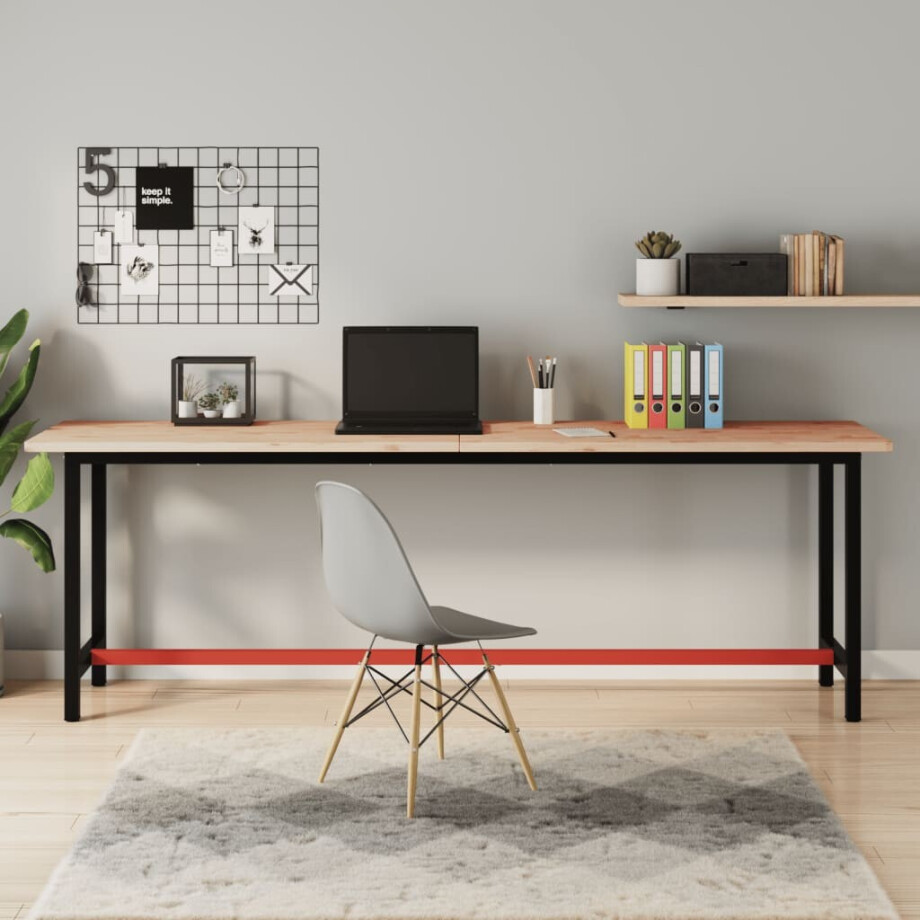 vidaXL Werkbank 220x55x81,5 cm massief beukenhout en metaal vidaXL Werkbank 220x55x81,5 cm massief beukenhout en metaal afbeelding 1