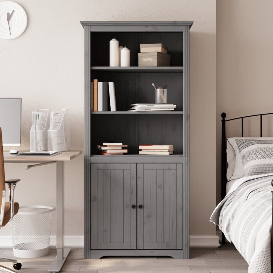 vidaXL Boekenkast BODO 82x40x173 cm massief grenenhout grijs vidaXL Boekenkast BODO 82x40x173 cm massief grenenhout grijs afbeelding 1