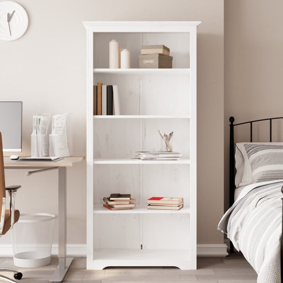 vidaXL Boekenkast 5-laags BODO 82x40x173 cm massief grenenhout wit afbeelding 1