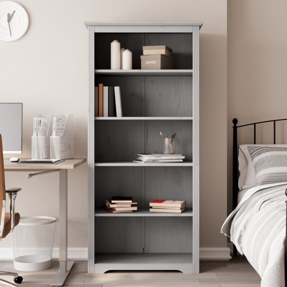 vidaXL Boekenkast 5-laags BODO 82x40x173 cm massief grenenhout grijs afbeelding 1