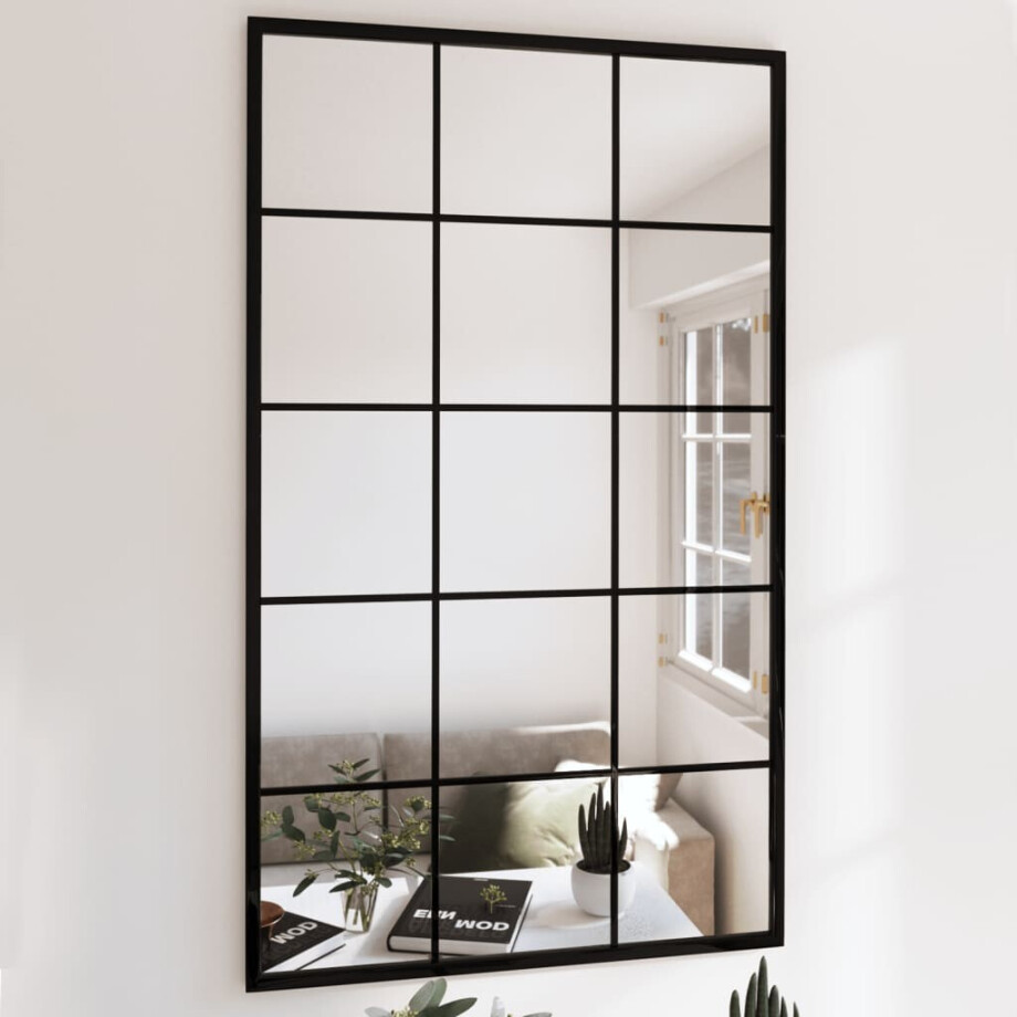 vidaXL Wandspiegels 3 st 100x60 cm metaal zwart vidaXL Wandspiegels 3 st 100x60 cm metaal zwart afbeelding 1