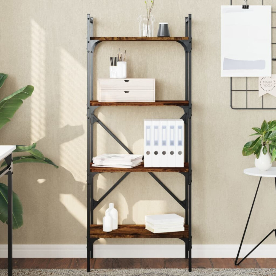 vidaXL Boekenkast 4-laags 56x31,5x138,5 cm bewerkt hout gerookt eiken afbeelding 1