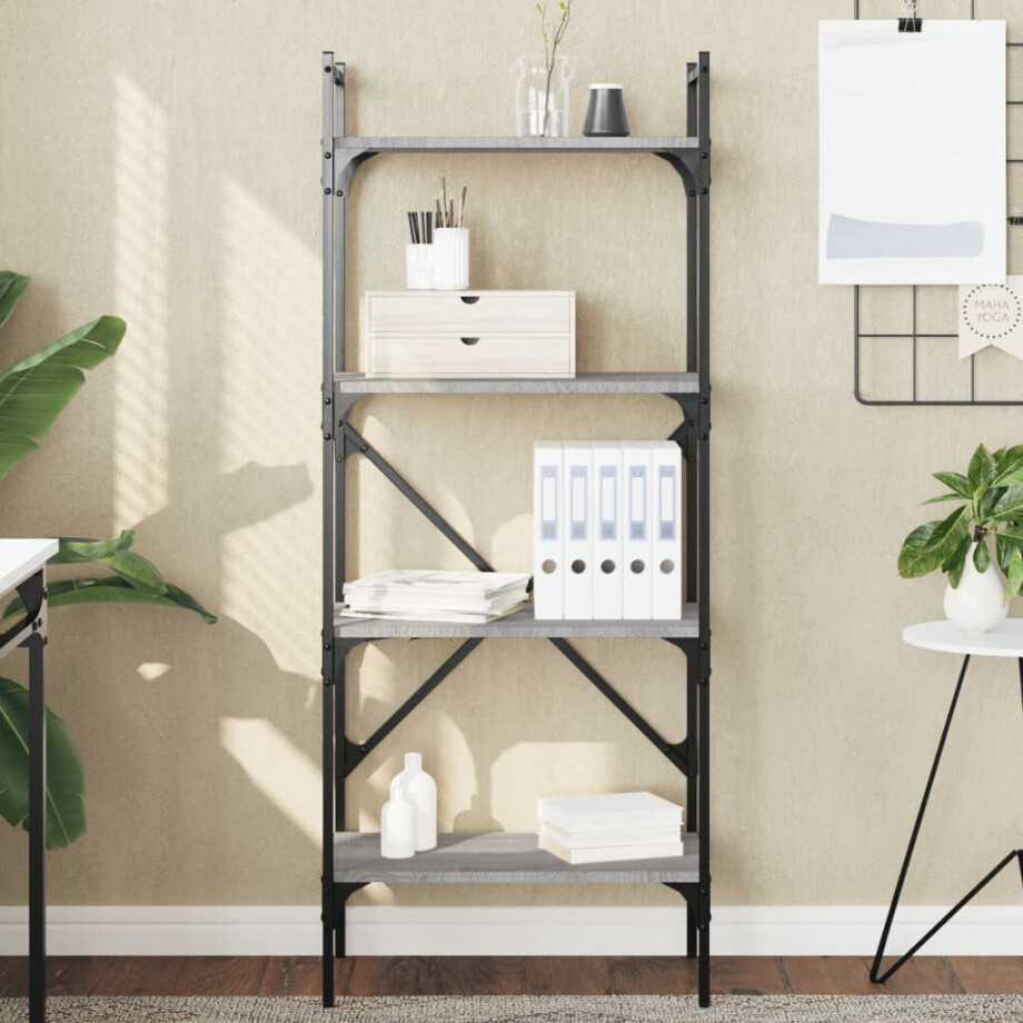 vidaXL Boekenkast 4-laags 56x31,5x138,5 cm bewerkt hout grijs sonoma afbeelding 1