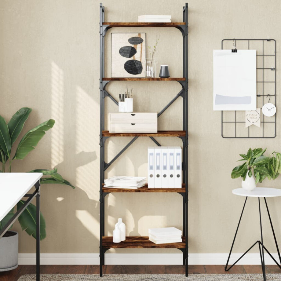 vidaXL Boekenkast 5-laags 56x31,5x174 cm bewerkt hout gerookt eiken vidaXL Boekenkast 5-laags 56x31,5x174 cm bewerkt hout gerookt eiken afbeelding 1