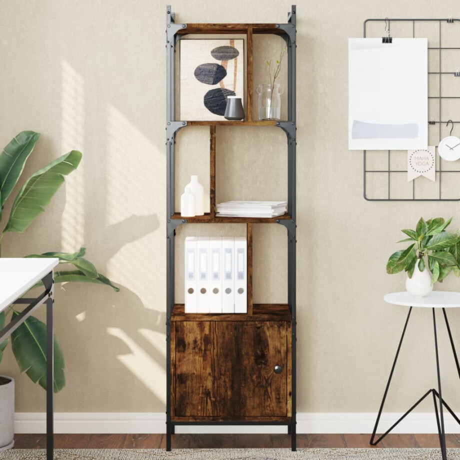 vidaXL Boekenkast met deur 44,5x30x154,5 cm hout gerookt eikenkleurig afbeelding 1