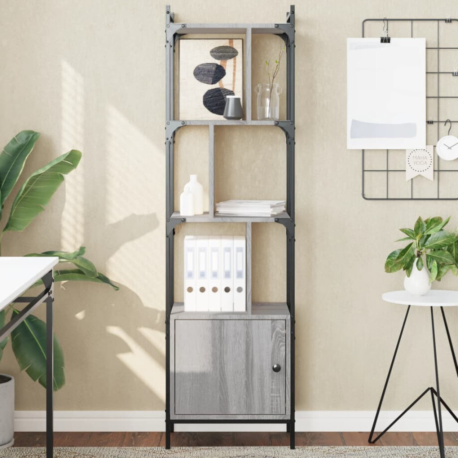 vidaXL Boekenkast met deur 44,5x30x154,5 cm hout grijs sonoma eiken afbeelding 1