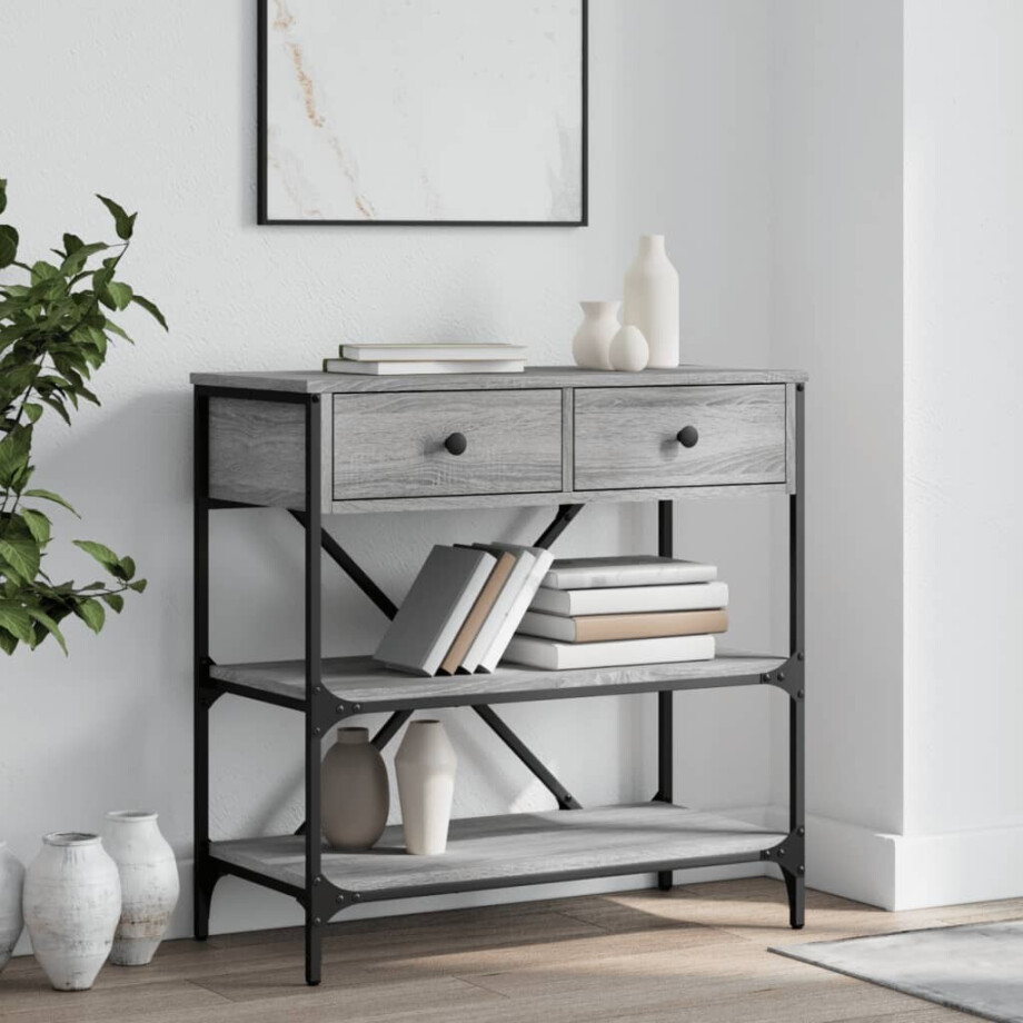 vidaXL Wandtafel 75x34,5x75 cm bewerkt hout grijs sonoma eikenkleurig afbeelding 1