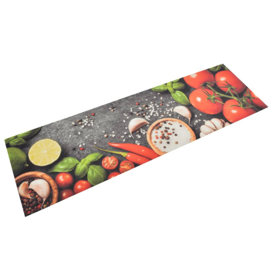 vidaXL Keukenmat wasbaar groenteprint 45x150 cm fluweel afbeelding 1