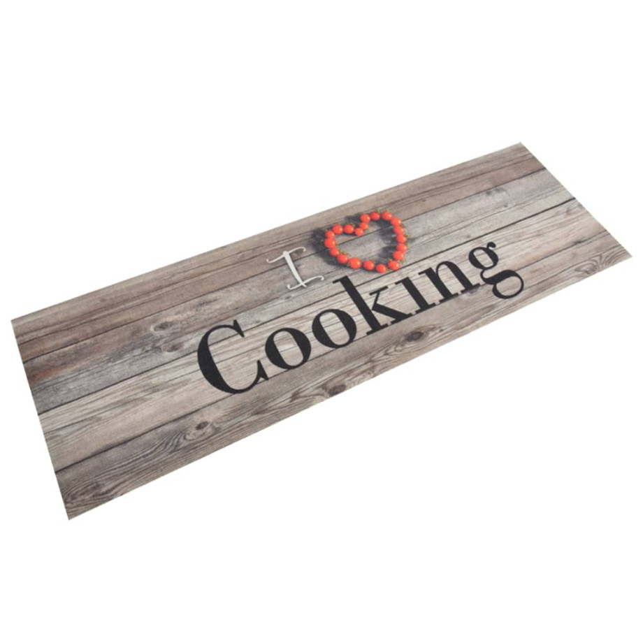 vidaXL Keukenmat wasbaar cooking-print 60x180 cm fluweel grijs afbeelding 1