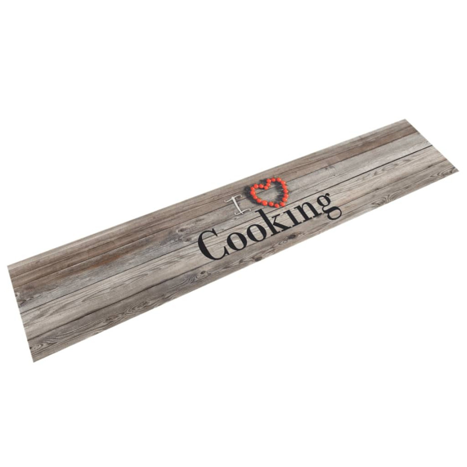 vidaXL Keukenmat wasbaar cooking-print 60x300 cm fluweel grijs afbeelding 1