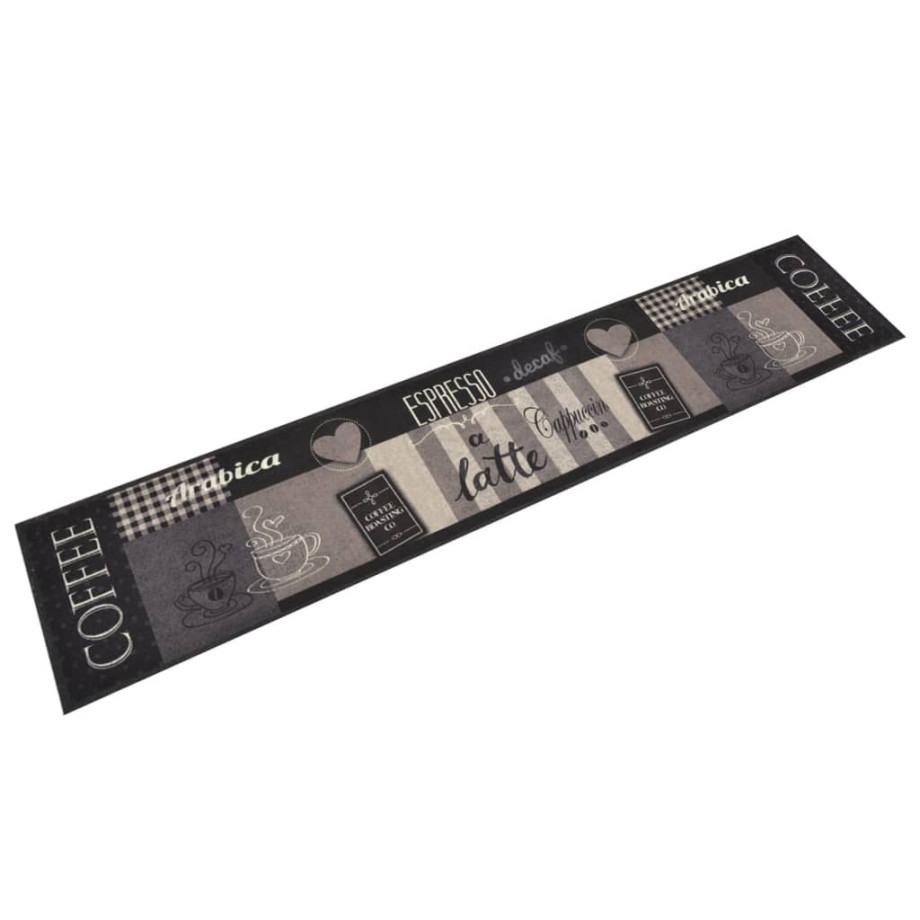 vidaXL Keukenmat wasbaar koffieprint 60x300 cm fluweel zwart afbeelding 1