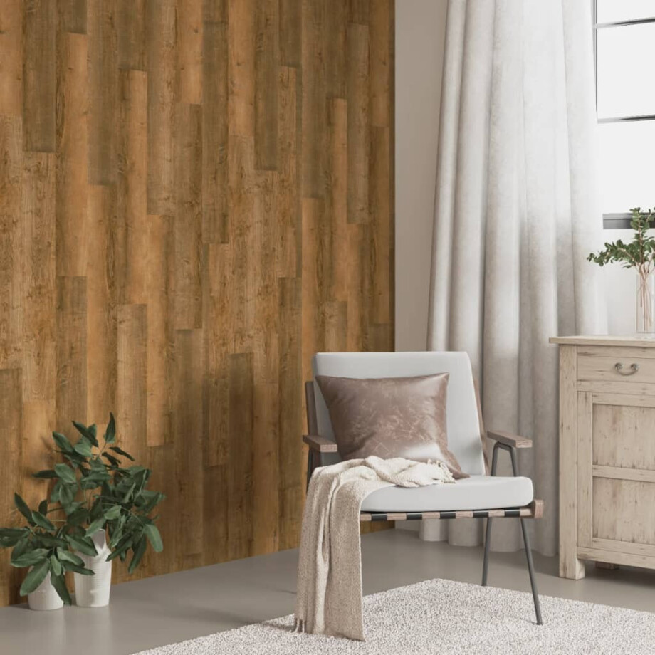 vidaXL Wandpanelen houtlook 4,12 m² PVC bruin afbeelding 1