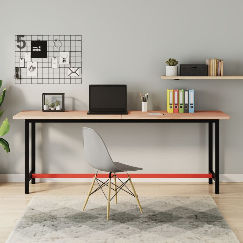 vidaXL Bureaublad 200x55x2,5 cm massief beukenhout afbeelding 1