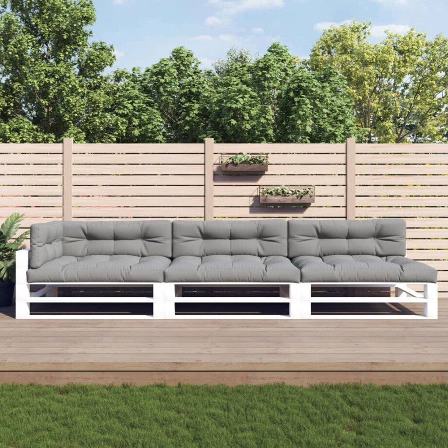vidaXL Palletkussens 7 st stof grijs afbeelding 1