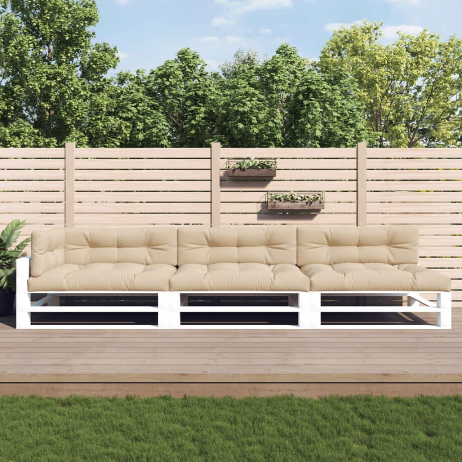 vidaXL Palletkussens 7 st stof beige afbeelding 1