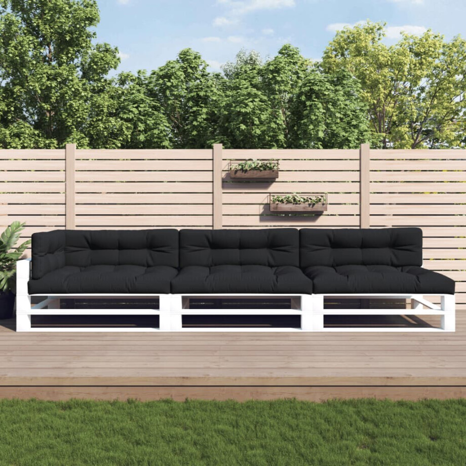vidaXL Palletkussens 7 st stof zwart afbeelding 1