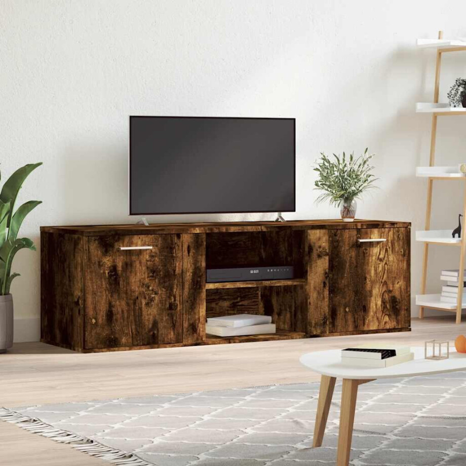 vidaXL Tv-meubel 120x34x37 cm bewerkt hout gerookt eikenkleurig vidaXL Tv-meubel 120x34x37 cm bewerkt hout gerookt eikenkleurig afbeelding 1