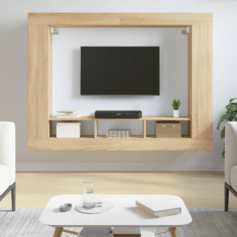 vidaXL Tv-meubel 152x22x113 cm bewerkt hout sonoma eikenkleurig afbeelding 1