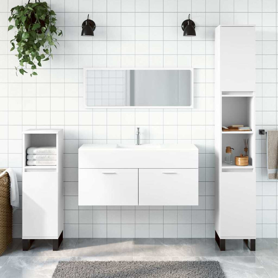 vidaXL Badkamerkast met spiegel bewerkt hout wit vidaXL Badkamerkast met spiegel bewerkt hout wit afbeelding 1