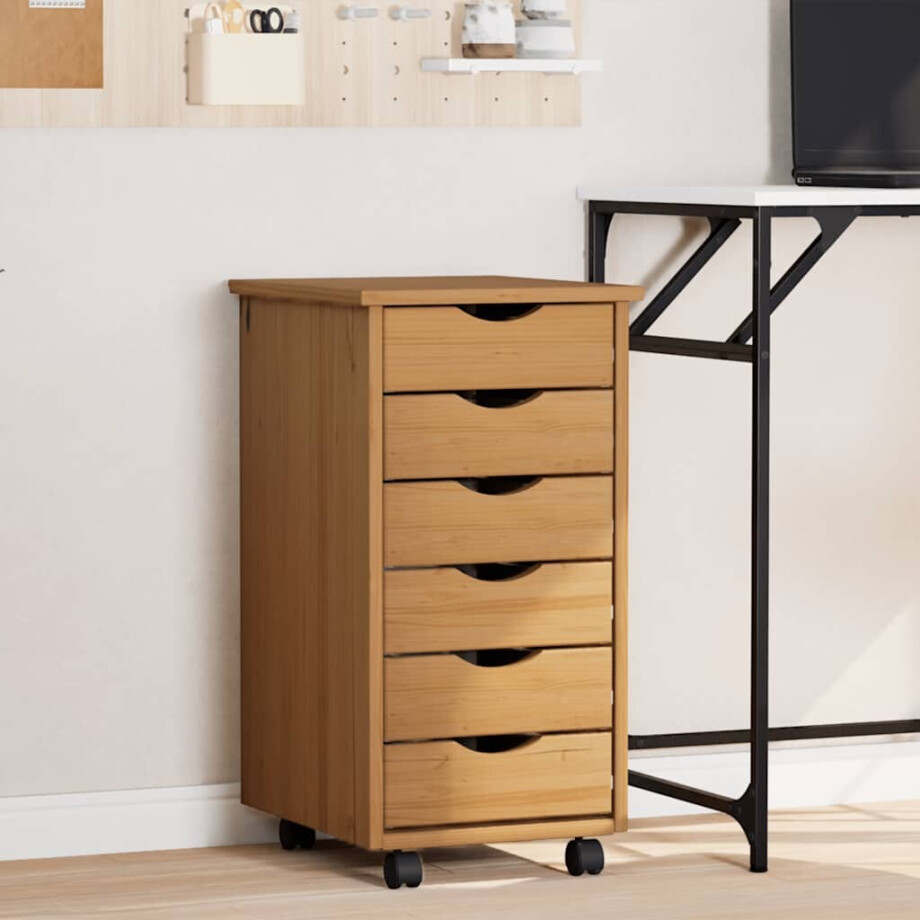 vidaXL Ladekast MOSS verrijdbaar massief grenenhout honingbruin afbeelding 1