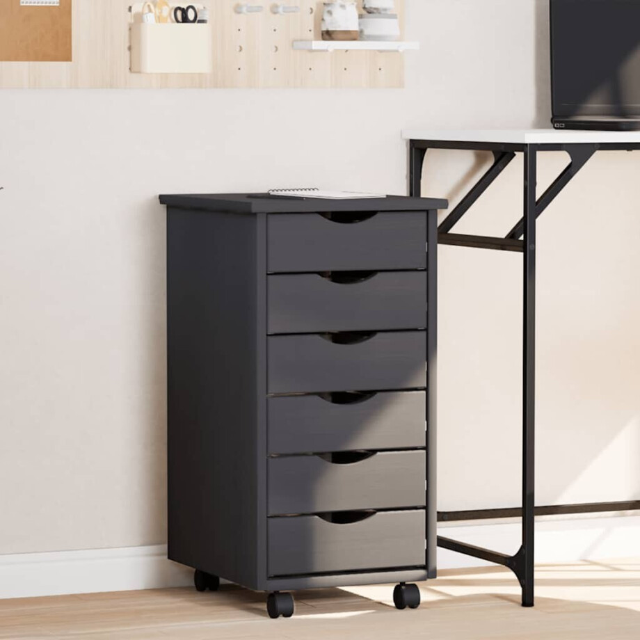 vidaXL Ladekast MOSS verrijdbaar massief grenenhout grijs vidaXL Ladekast MOSS verrijdbaar massief grenenhout grijs afbeelding 1