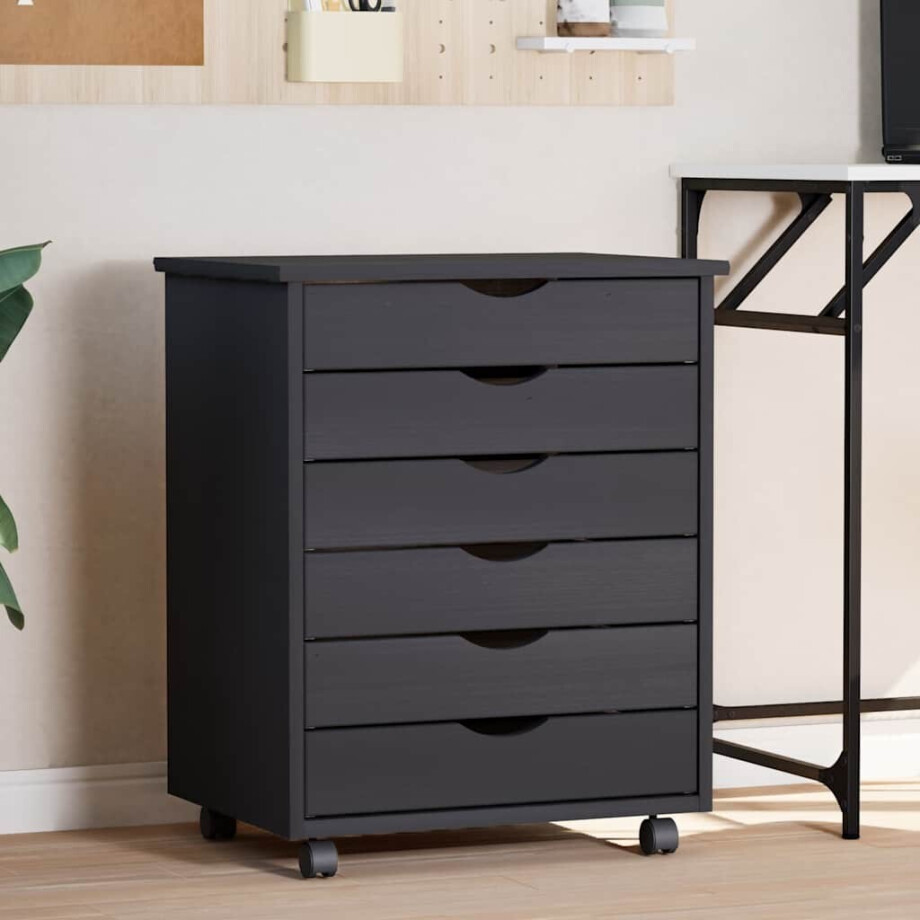 vidaXL Ladekast MOSS verrijdbaar massief grenenhout grijs afbeelding 1