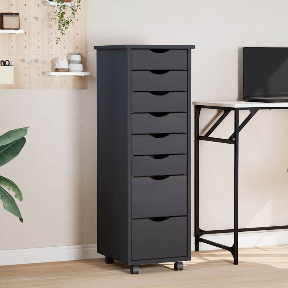 vidaXL Ladekast MOSS verrijdbaar massief grenenhout grijs afbeelding 1