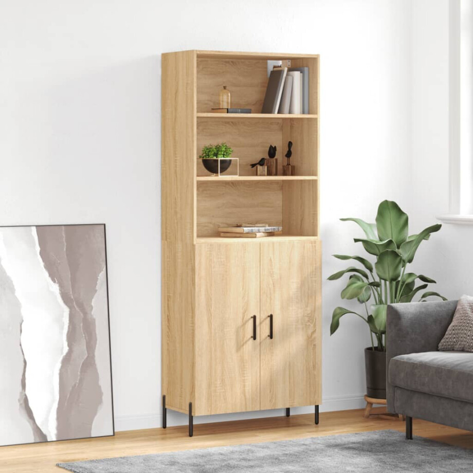 vidaXL Hoge kast 69,5x34x180 cm bewerkt hout sonoma eikenkleurig afbeelding 1