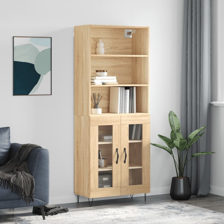 vidaXL Hoge kast 69,5x34x180 cm bewerkt hout sonoma eikenkleurig vidaXL Hoge kast 69,5x34x180 cm bewerkt hout sonoma eikenkleurig afbeelding 1
