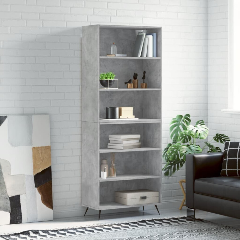 vidaXL Hoge kast 69,5x32,5x180 cm bewerkt hout betongrijs vidaXL Hoge kast 69,5x32,5x180 cm bewerkt hout betongrijs afbeelding 1