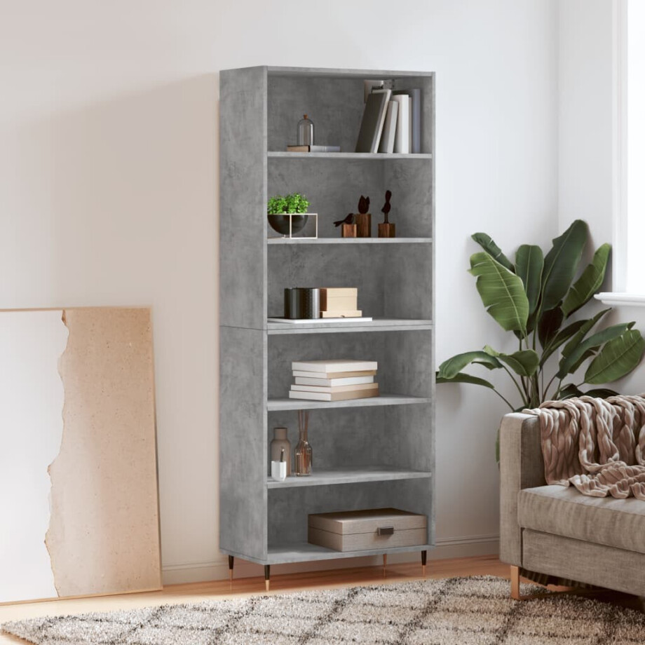 vidaXL Hoge kast 69,5x32,5x180 cm bewerkt hout betongrijs vidaXL Hoge kast 69,5x32,5x180 cm bewerkt hout betongrijs afbeelding 1