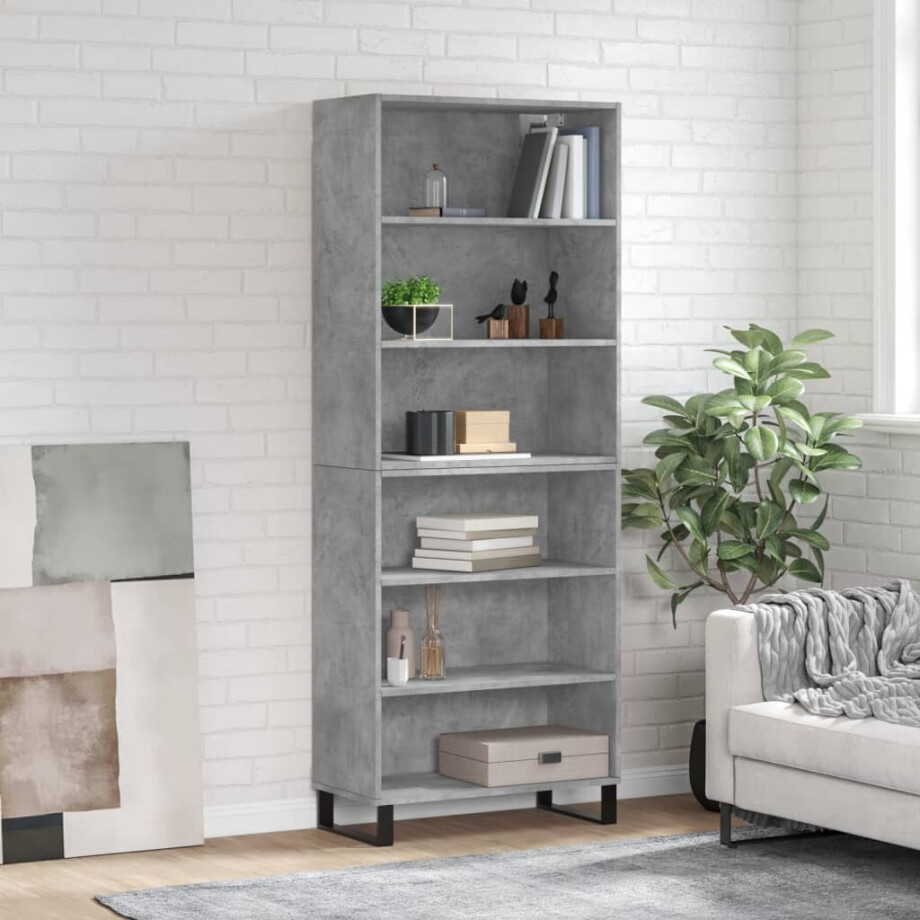 vidaXL Hoge kast 69,5x32,5x180 cm bewerkt hout betongrijs vidaXL Hoge kast 69,5x32,5x180 cm bewerkt hout betongrijs afbeelding 1