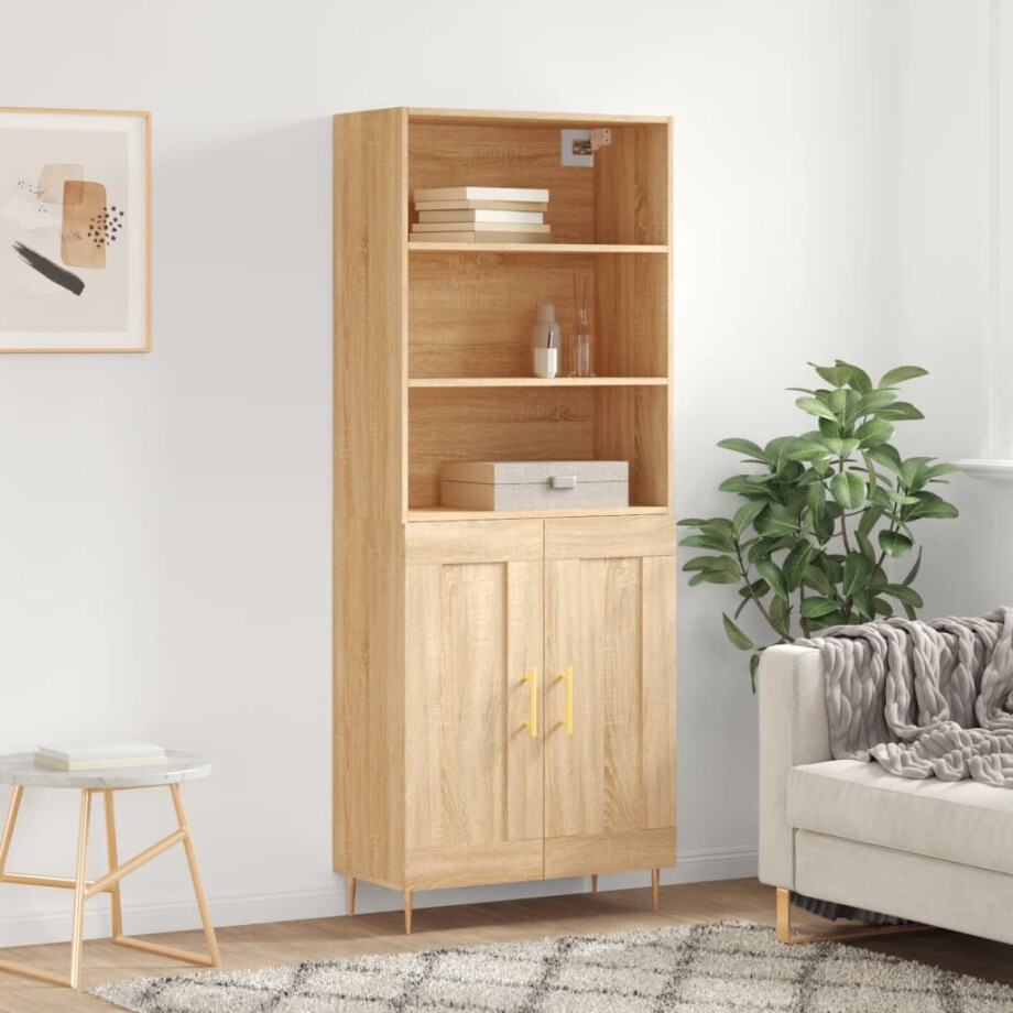 vidaXL Hoge kast 69,5x34x180 cm bewerkt hout sonoma eikenkleurig afbeelding 1